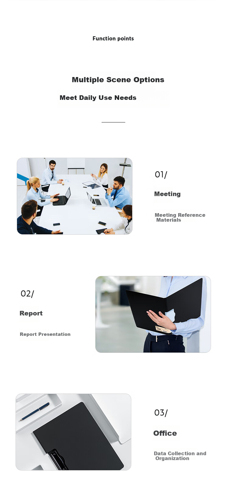 Deli A4 Vertical Folding Clipboard, Conference Folder, Thickened Hard File Folder, Poetry Recitation Contract Clipboard, Exam Paper Storage Folder 5016 White 3