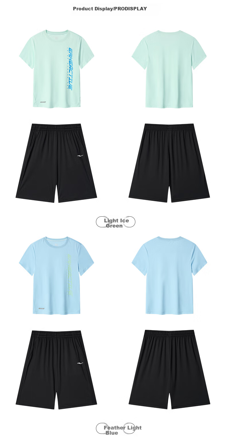 ERKE Kids Boys Sports Set Summer Short Sleeve and Shorts Bright White Size 120 20