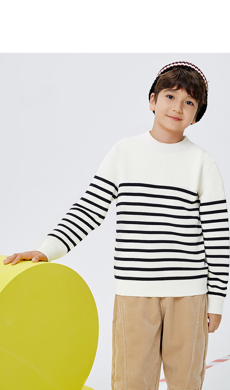 Balabala Kids Striped Knit Sweater Boys Girls Autumn Winter Fashionable Pullover Top 5