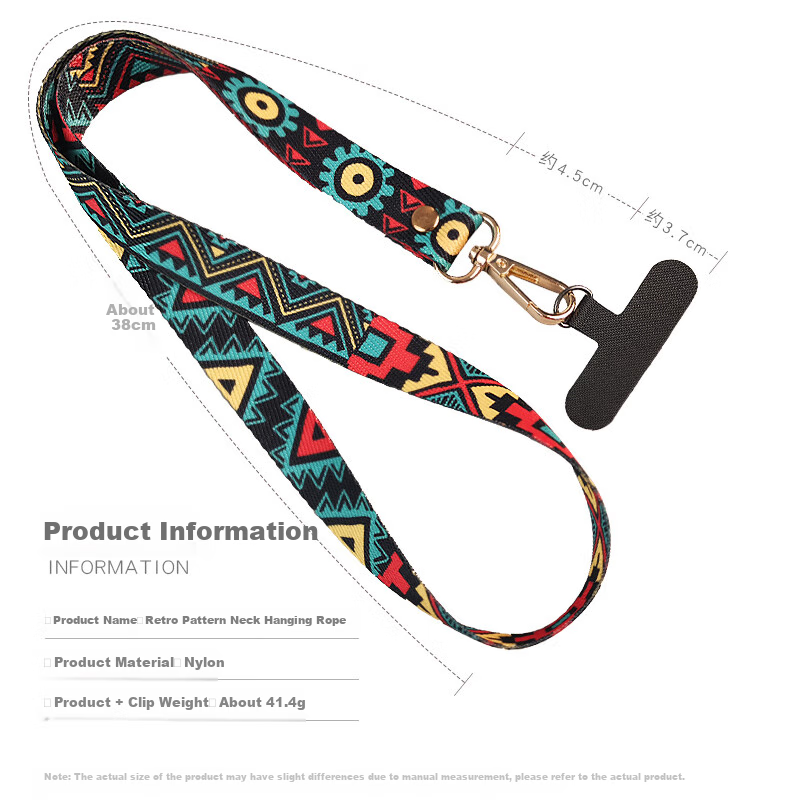 Dipuer Phone Strap, Neck Strap, Crossbody Strap, Vintage Phone Strap, Phone Case Pad, Clip, Anti-Loss Strap, Neck Strap Patch, Anti-Theft Strap [Beilu Qinglan] 2