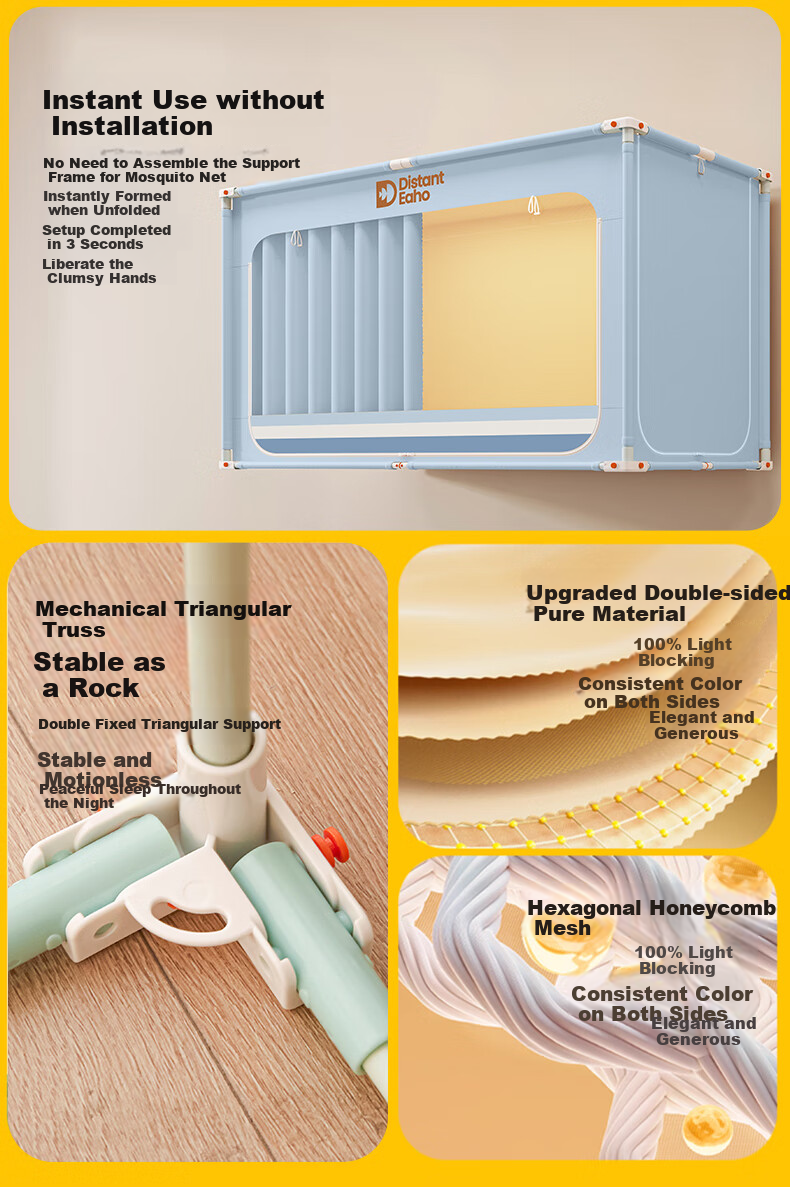 Mengduofu Student Dormitory Bed Curtain, Bunk Bed Full Blackout, No Installation Required, Integrated Mosquito Net, Fully Enclosed Mosquito Net, Dormitory Window Curtai 13