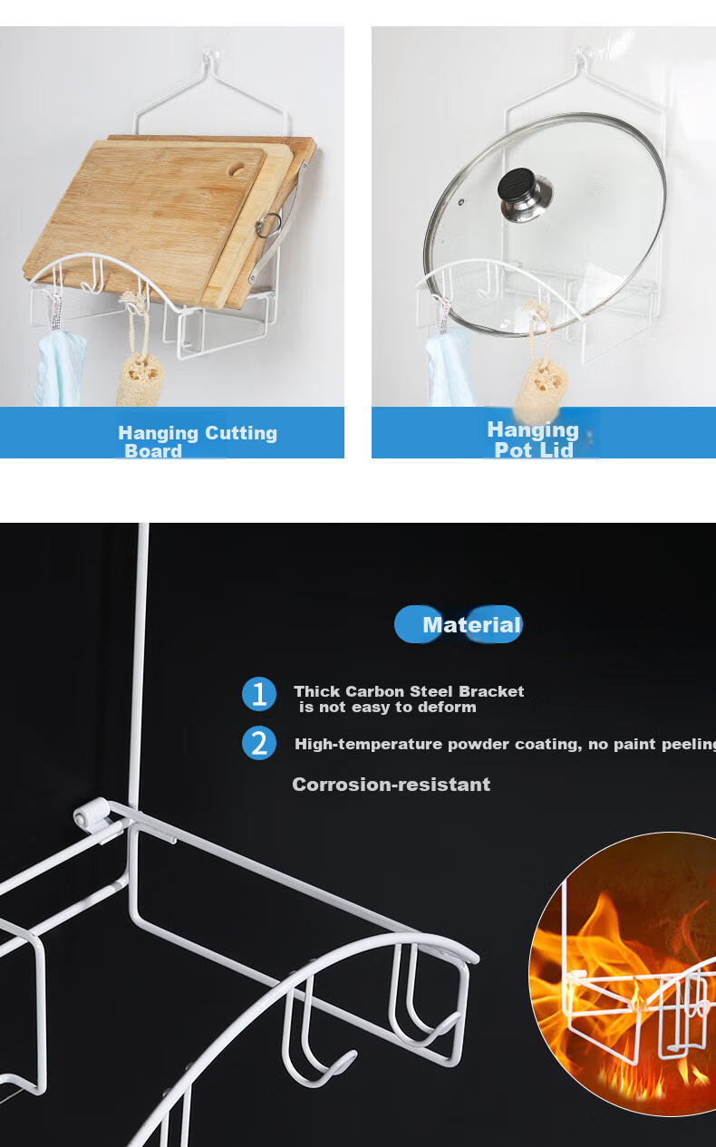 Hujia Bathroom Sink Rack, Wall-Mounted Storage Shelf without Drilling, Bath Basin Hooks, Single Pack 7