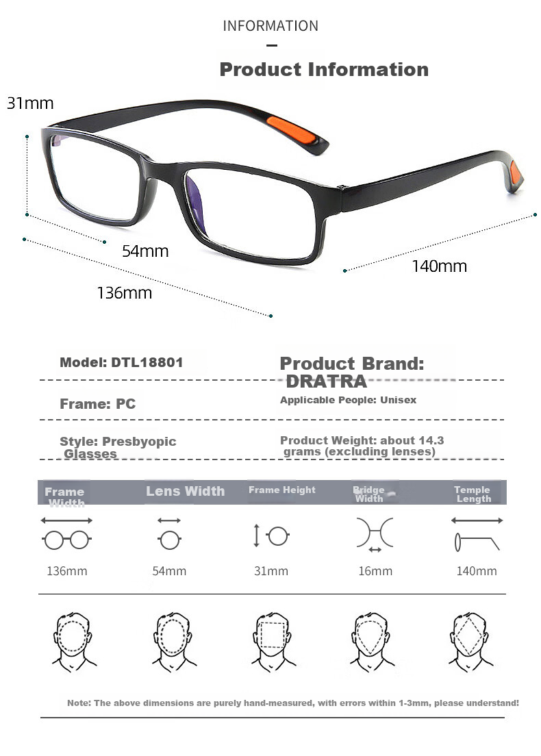 DRATRA HD Blue Light Blocking Reading Glasses Adjustable Prescription Comfortable Stylish Lightweight for Middle-aged and Elderly 5