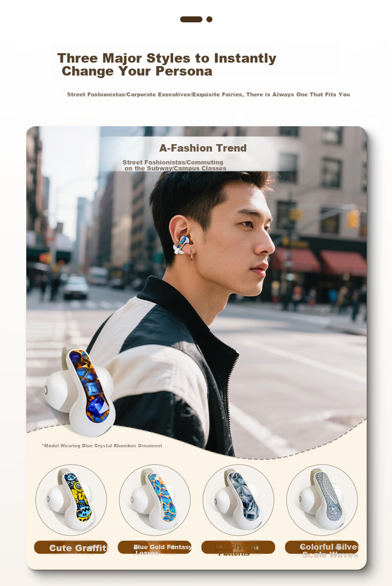 Baiersong B7 Open-Ear Bluetooth Headphones, Ear-Hook Style, for Sports And Running, Long Battery Life, AI Calling, Noise Reduction, Wireless Earphones, Fashionable Ear Clips, Suitable for Xiaomi And Apple, Pearl White 4