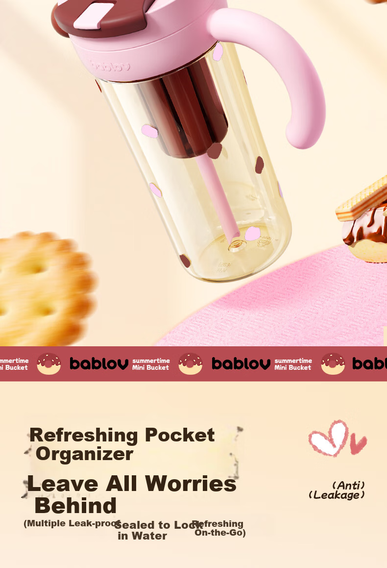 BABLOV Summer Plastic Water Bottle, Large Capacity Straw Cup, PPSU Material, Stylish Design for Women, Birthday Gift 6