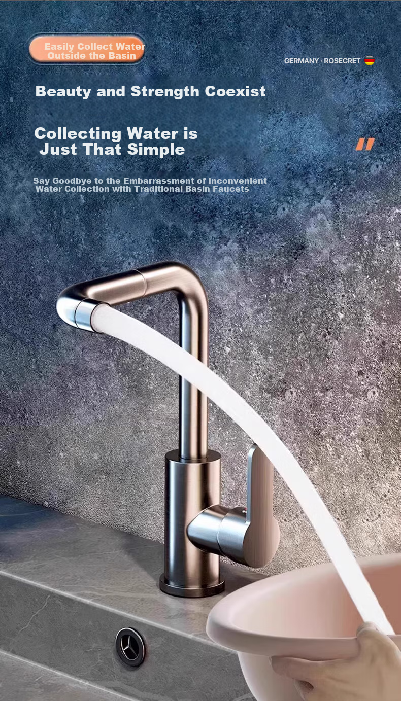 Rosecret 【Germany】Extra Thick Stainless Steel Basin Faucet High Polish Household Bathroom Hot and Cold Wash Basin Faucet MPLT 10