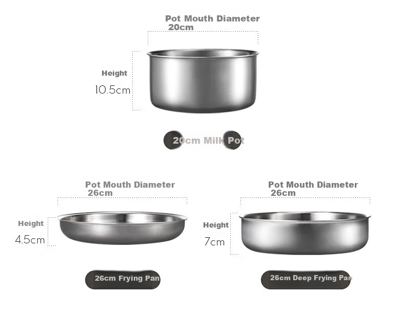 Carote Stainless Steel Detachable Handle Pan Cookware Frying Stir-Fry Non-Stick Coating-Free Steak Pan Set 15