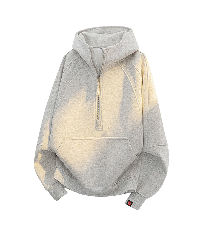 :CHOCOOLATE IT American Style Hoodie Women Autumn Heavyweight High Street Half-Zip Casual Top Black 2XL 2