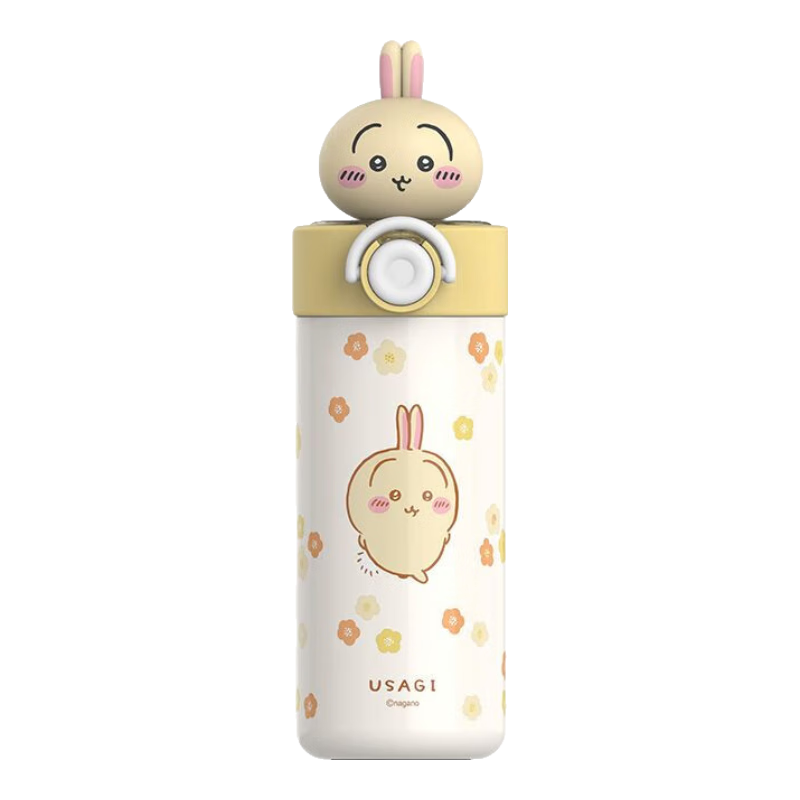 MINISO Chiikawa Series Insulated Flip Straw Cup 450ml Large Capacity Water Bottle - Usagi