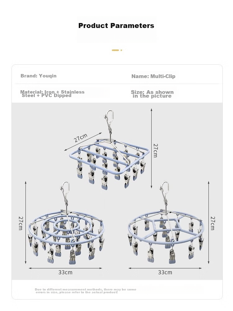 YOUQIN Stainless Steel Sock Clips, Multi-Purpose Windproof Seamless Hangers for Home Use, Multi-Functional Drying Rack for Underwear And Socks 3