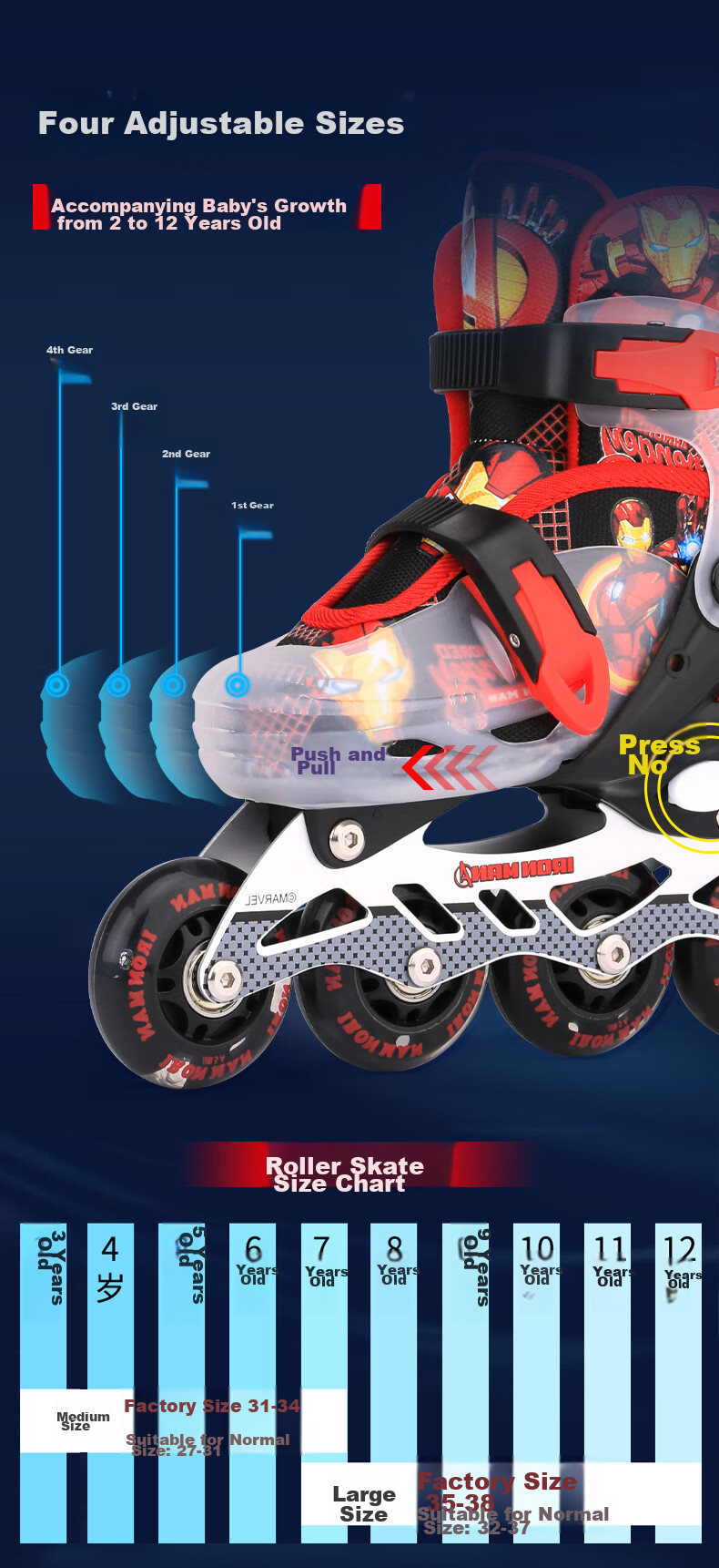Disney Roller Skates for Children, Light-Up Beginner Set, Inline Skates for Girls And Boys, Inline Roller Shoes, Spider-Man Desig 3