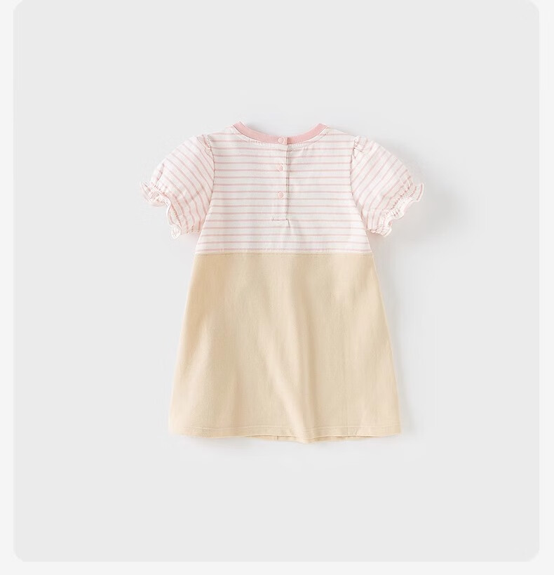 DAVE & BELLA Girls' Dress, Children's Faux Two-Piece Dress, Summer Wear, Baby Puff Sleeve Clothing 8