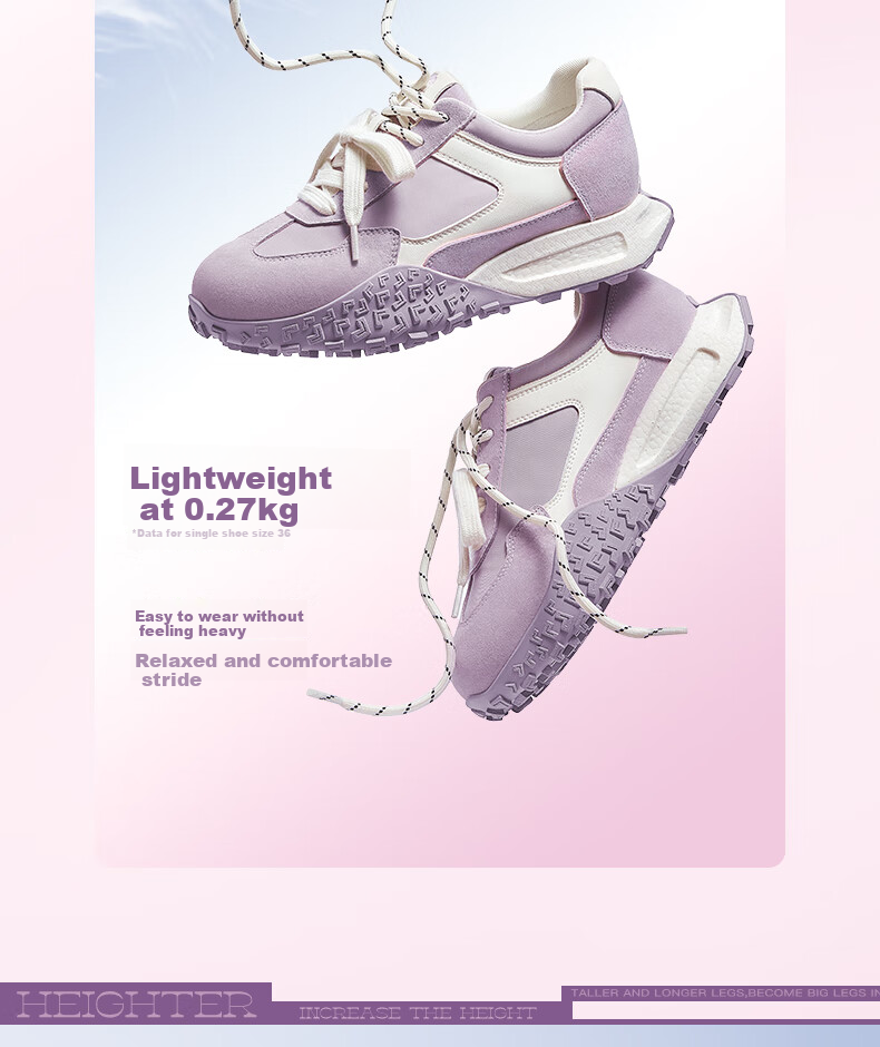 CAMEL Women's Yanyang Shoes with Light Soft Casual Sneakers L25A255136 Purple/beige 36 11