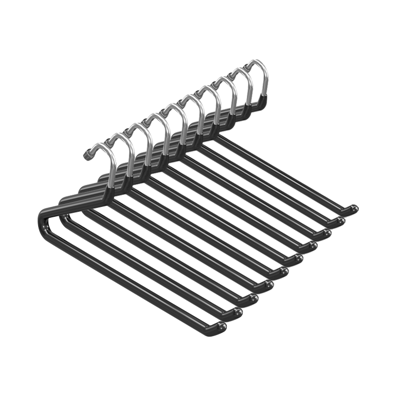 40K Stainless Steel Non-Slip Goose-Shaped No-Trace Multi-Functional Pants Hangers, 10 Black Pieces