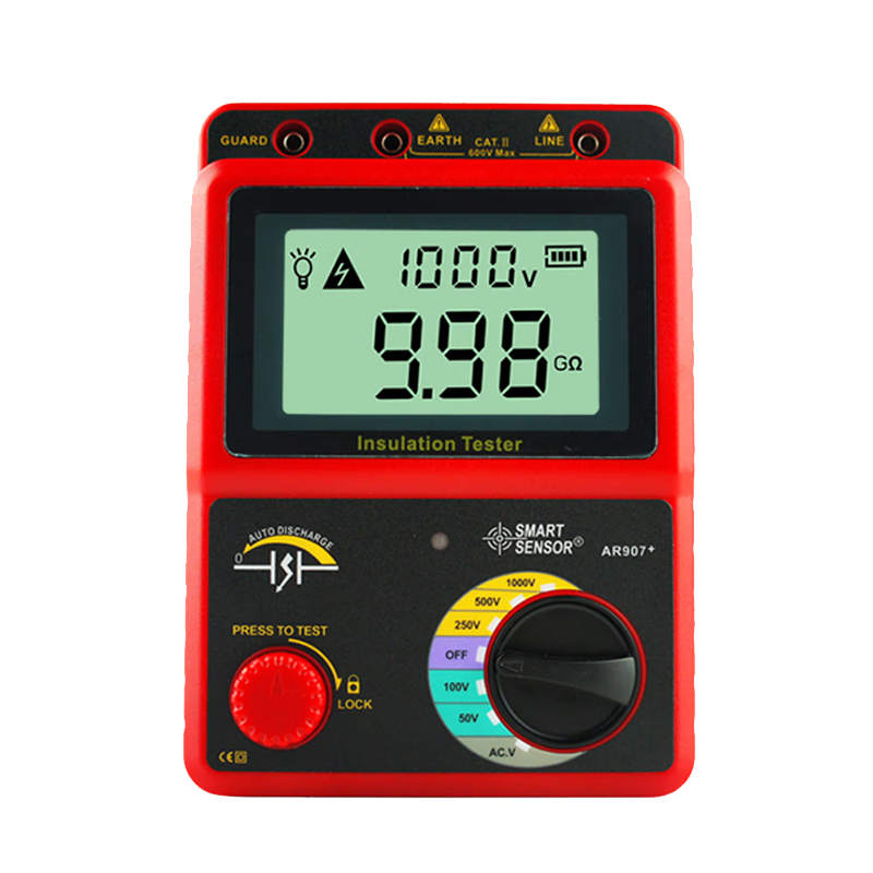 CEM AR907+ Digital Insulation Resistance Tester Megohmmeter Electronic Shake Tester