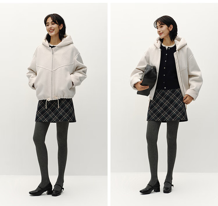 Semir Chen Duling Mall Same Style Women's Short Wool-Blend Warm Oversized Hooded Jacket 101725118001 6