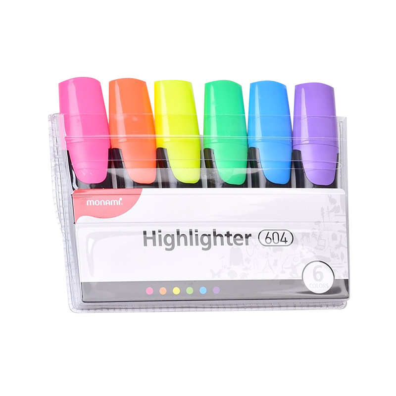 [Back to School Essential] Monami (Monami) Highlighters for Students, Square-Tip Marking Pens for Notes And Journaling, 6-Color Set 06020Z06