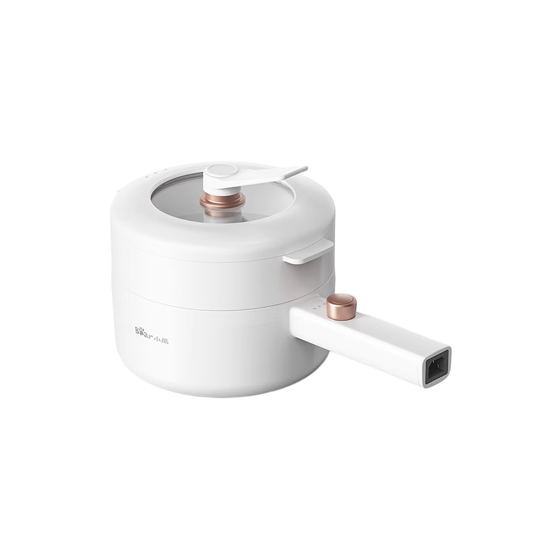 Bear Electric Cooking Pot, Small Electric Pot, Electric Steamer, Long Handle, Dormitory Mini Pot, Multi-Functional Baby Food Cooker, Student Instant Noodle Electric Pot, Small 1-2 Person P16M2 1.6L with Steamer Basket