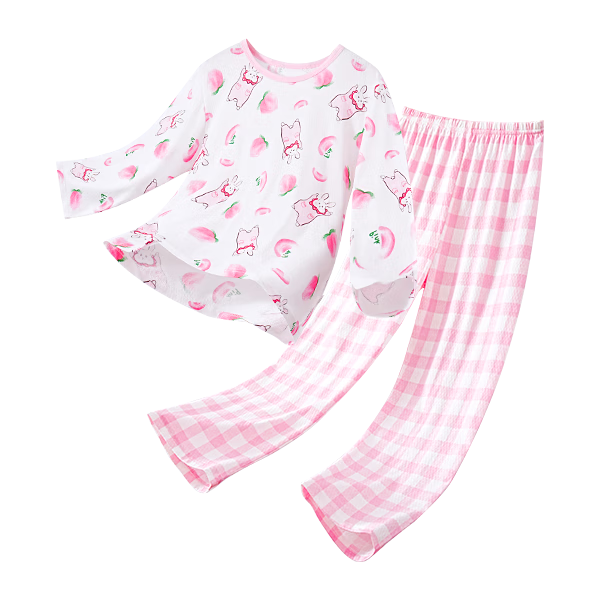 DEESHA Girls' Pajamas Children's Air Conditioning Suit Set for Older Kids, Students And Toddlers Home Wear