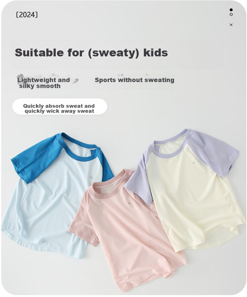 LangSha Children's T-Shirt, Boys' Short Sleeve, Girls' Summer Thin Top, Breathable Quick-Dry Class A Lyocell Loungewear Pajamas 1