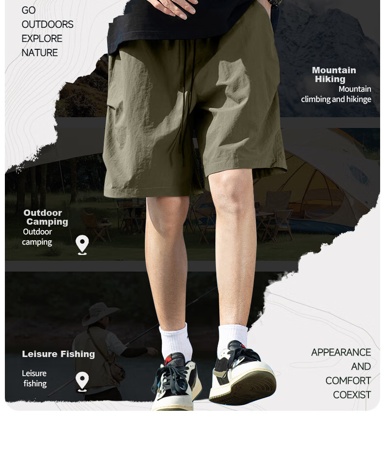 MINISO Men's Shorts, 2026 New American Trendy Workwear Style, Summer Outdoor Functional Loose-Fit Mid-Length Pants, Army Green, XL 11