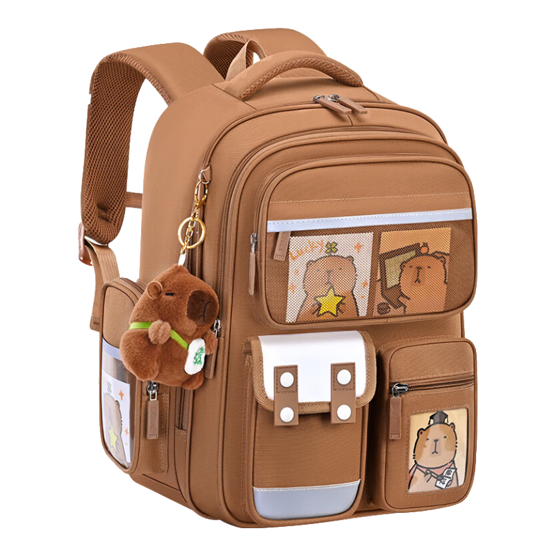 Dishuai Capibala Elementary School Backpack for Girls Grades 1-3 Lightweight Spine-Protecting Large Capacity Children's Backpack for Boys