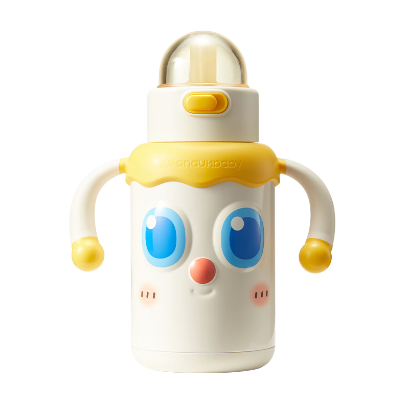 Huang Chong Infant Thermos Cup 330ml Baby Water Bottle with Soft Spout and Straw Anti-Choking Training Cup for 6+ Months