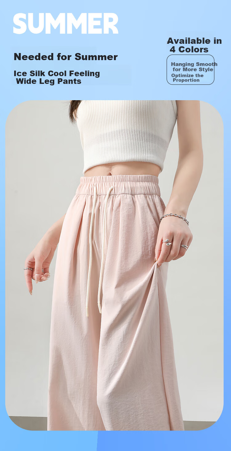 Ziyouxi Wide-Leg Pants for Women, Summer Lightweight 2026 New Style, High-Waisted Slimming Loose Draping Dopamine Straight Casual Trousers 1