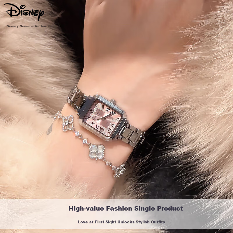 Disney Women's Watch, Instagram-Style Light Luxury Niche Square Sugar Wristwatch, Simple Waterproof Ladies Watch, Birthday Valentine's Day Gift 3