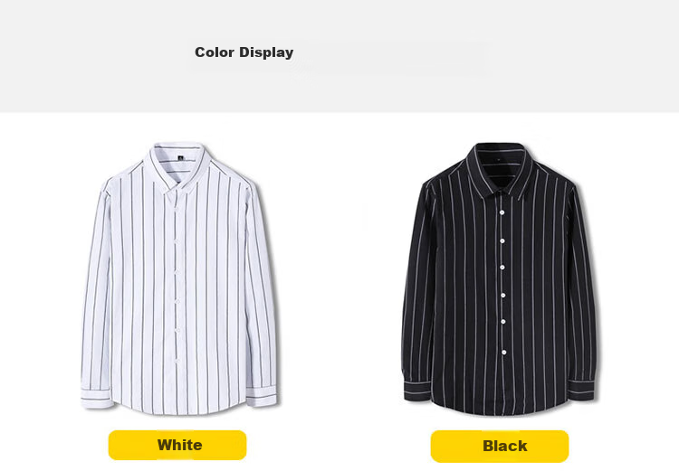 TUCANO Men's Shirt, Spring And Autumn Cotton Comfortable Lapel Long-Sleeve Shirt, Fashionable Striped Top, Men's Clothing, Black XL 5