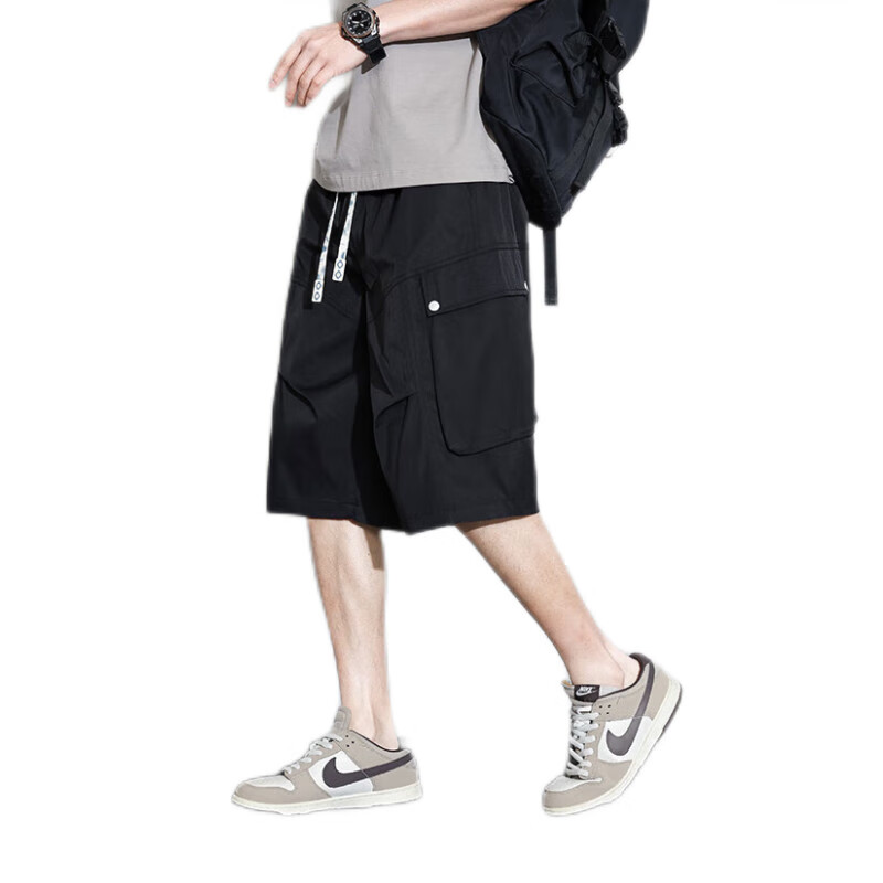 I'M DAVID Men's Cargo Shorts, Summer Lightweight Loose-Fit Plus Size Quick-Dry Ice Silk Five-Point Shorts