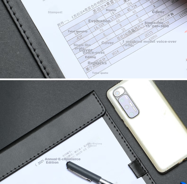 TRNFA TRNFN TN-PU08 Folder Writing Pad Office Supplies A4 Meeting Clipboard Magnetic Sticky Notes Leather Business Clipboard Magnetic Board Black 10
