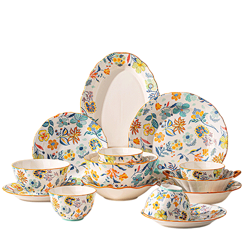 CERAMICS Chinese Style Ceramic Dinnerware Set 46-Piece Home Tableware Plate Set Housewarming Gift Box