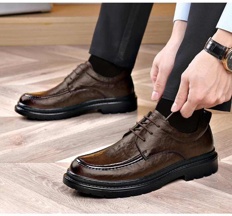 MULINSEN Men's Business Formal Leather Shoes Thick Sole Youth Lace-up Casual Shoes R22033 17