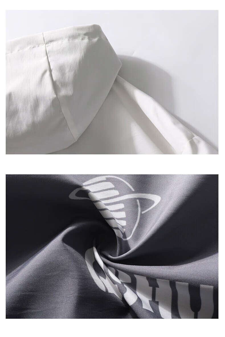 MULINSEN Men's Hooded Jacket Loose Gradient Color Large Size Spring Autumn Trendy Top White L 19