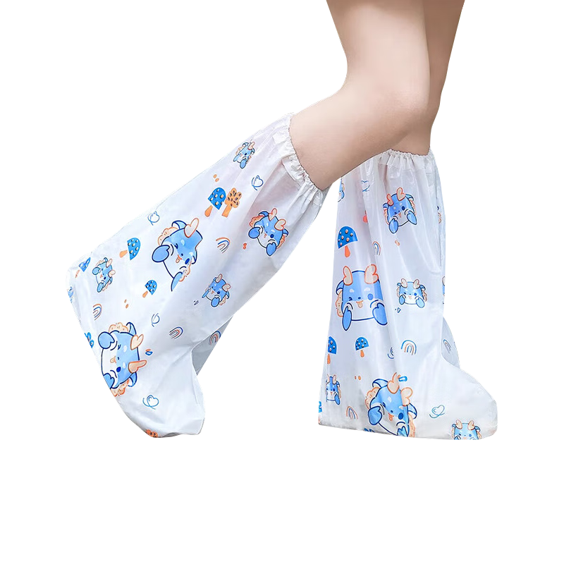 BWNK Disposable Children's Rain Shoe Covers Waterproof Non-slip Durable Cute Cartoon Little Dinosaur 5 Pairs Pack