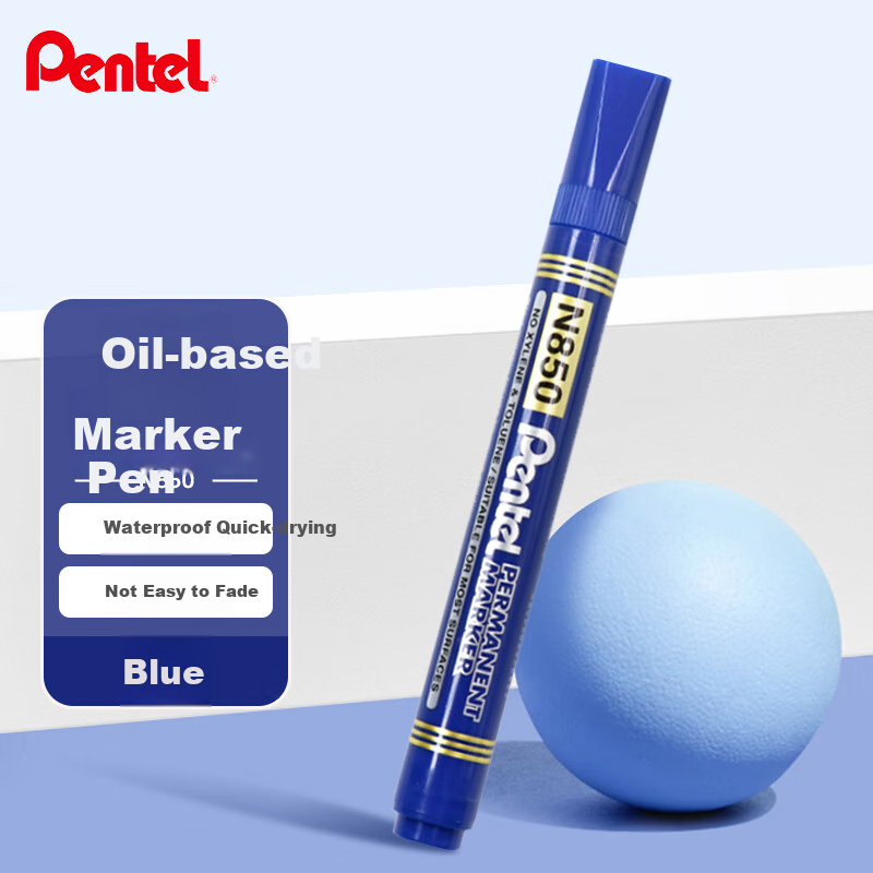 Маркер Pentel N850, на масляной основе, круглый наконечник, синий