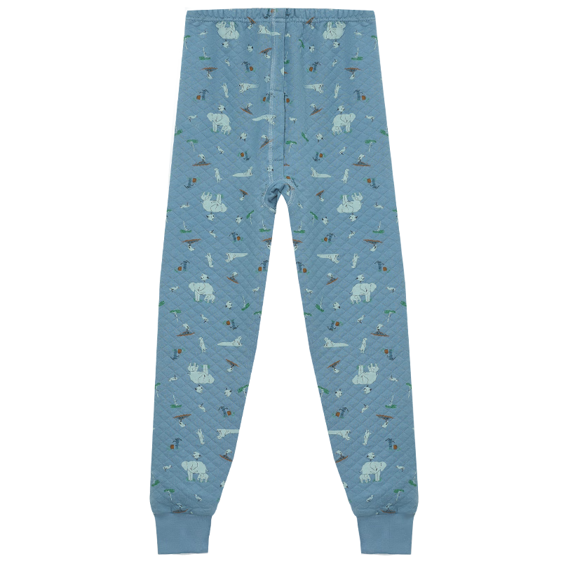 Hodohome Kids Boys Antibacterial Three-Layer Thickened Cotton-Padded Thermal Pants Autumn Air Layer Sleepwear 271 Blue Size 160