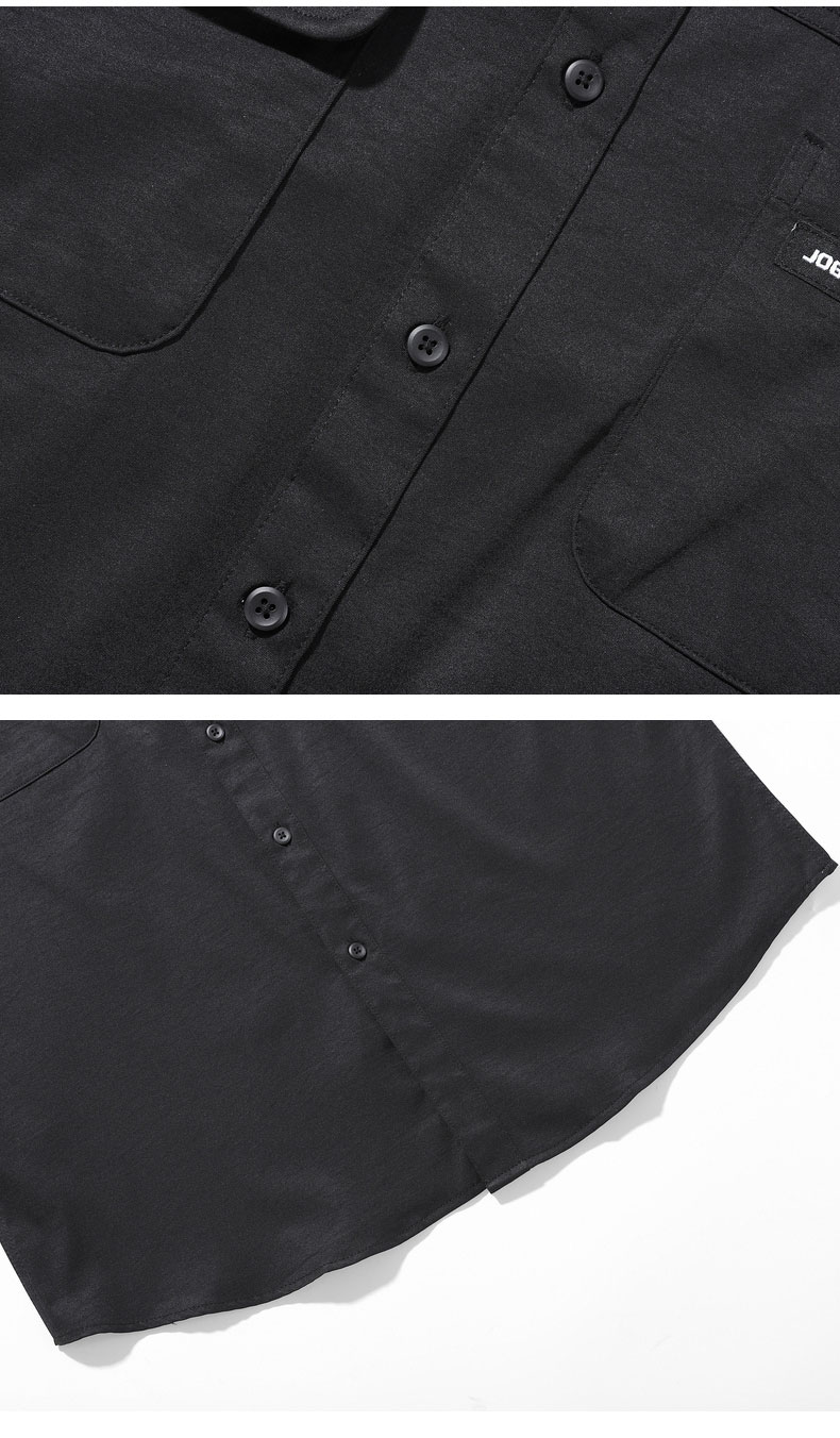 Foss Phil Men's Vintage Casual American Workwear Long Sleeve Shirt Jacket Spring Autumn Black L S581 12