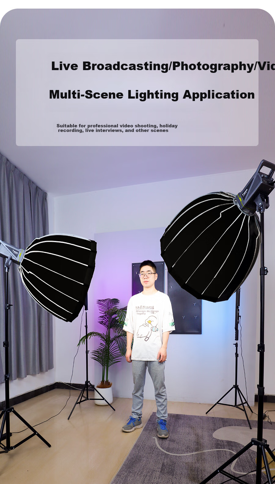 Hakutatz LG-200PRO Live Streaming Fill Light, Photography Light, 220W Live Streaming Light, Deep Throw Light Ball, Softbox, Softball Light, Lighting for Streamers, Deep Throw Light, Studio Light 5