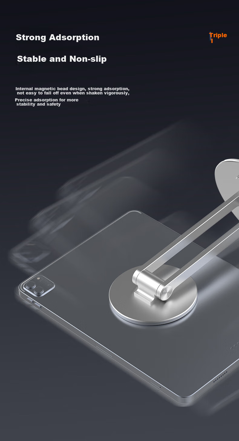 GDGO New Magnetic Phone Stand with Strong Suction, Desktop Vertical Portable MagSafe Double Folding Storage Lazy Multifunctional Rotating Stand Suitable for Apple, Huawei, Xiaomi Tablets 4