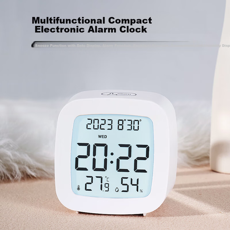 Hense Desktop Electronic Alarm Clock for Students, Multi-Functional Bedside Clock with Temperature And Humidity Display, Quiet Operation, Children's Digital Clock for Bedroom HA2306 White