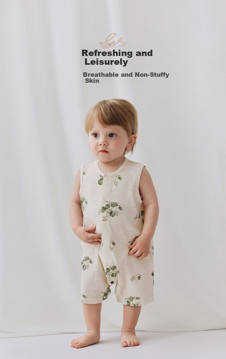 Babylove Summer Thin Cotton Onesie Romper Bodysuit for Infants, Breathable Bamboo Fiber Baby Clothes 1