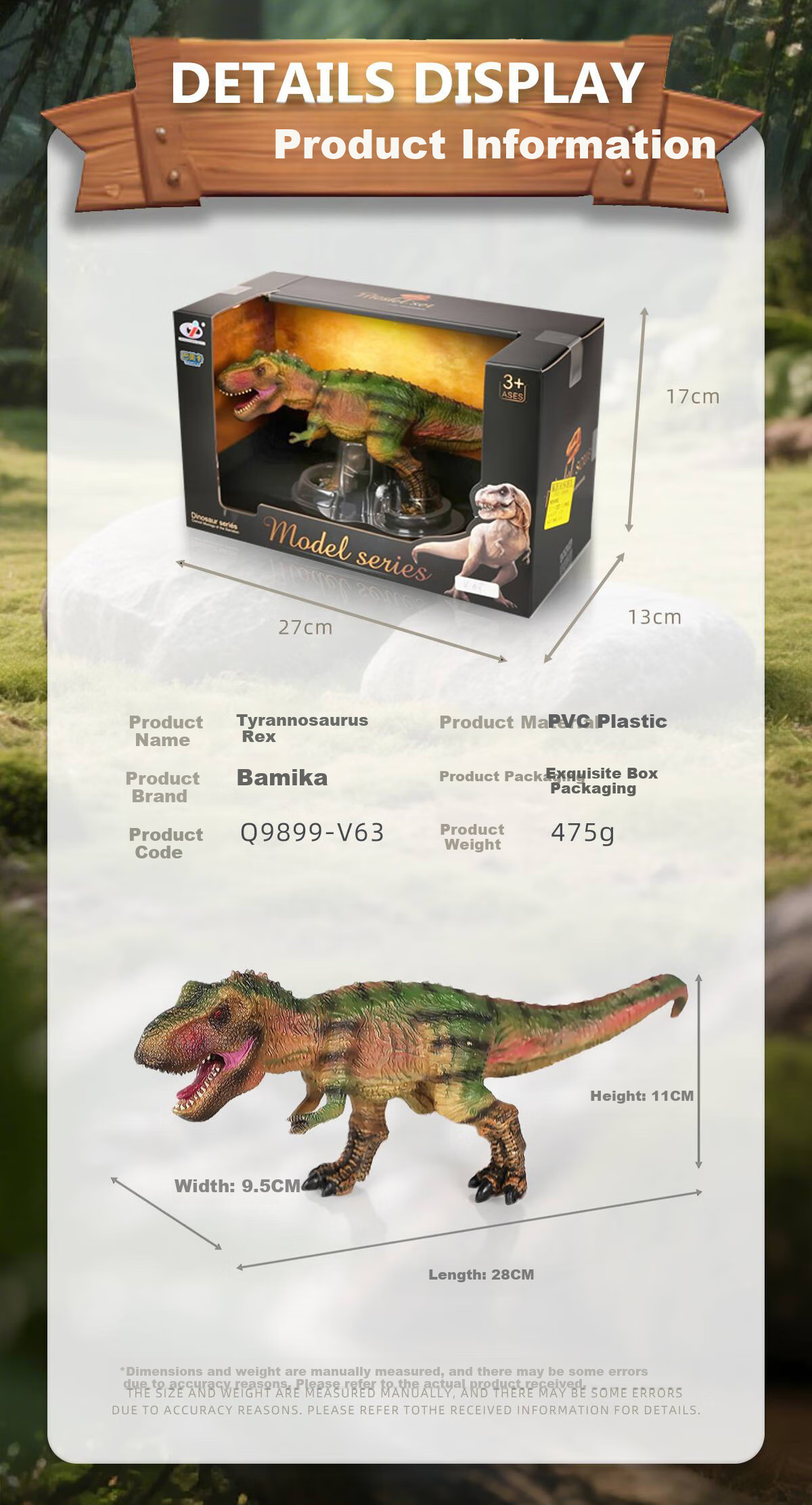 Bameika Tyrannosaurus Rex Large Solid Dinosaur Collectible Model Toy Realistic Jurassic Animal Boy's Holiday Gift 7