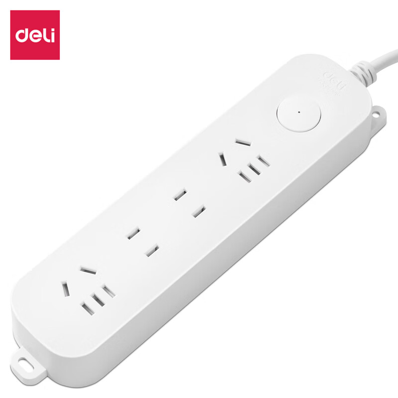 Deli 33913 Ya Bai Series New National Standard Power Strip/Extension Cord/Power Bar/Surge Protector/Power Strip with 4 Outlets, Total Length 1.8 Meters, 1 Pack