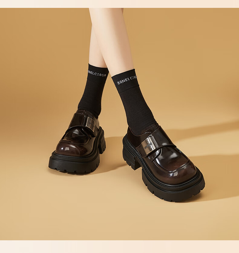 DAPHNE Thick Sole Loafers Women 2025 New Winter Black Casual Soft Sole Slip-On Shoes 10