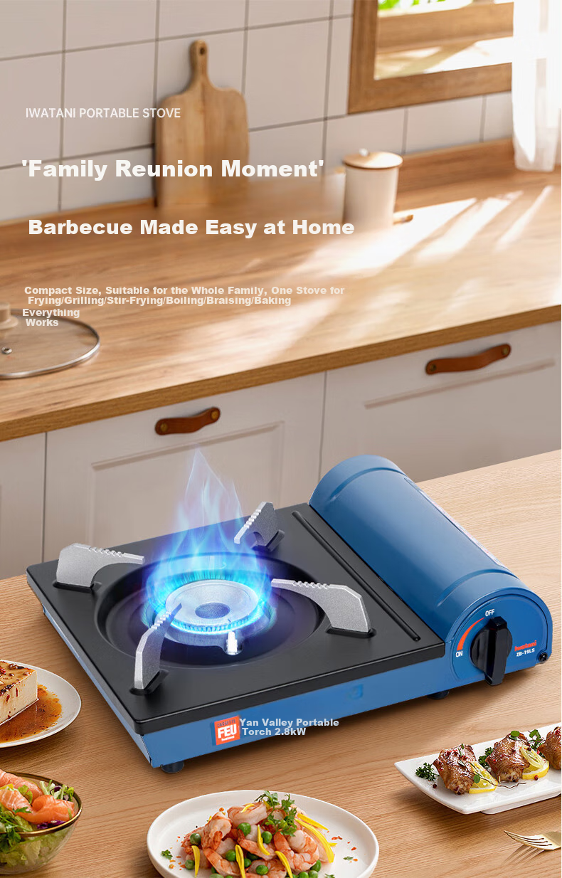 Iwatani Outdoor Portable Cassette Stove, Self-Driving Tour, Butane Stove, Gas Stove, Cookware, ZB-19LS Blue 3