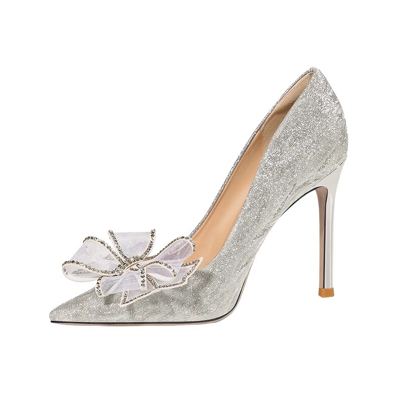 Lily Wei "Heartbeat" French Style High Heel Fairy Crystal Wedding Shoes Stiletto Pointed Toe Bowknot Bridal Pumps