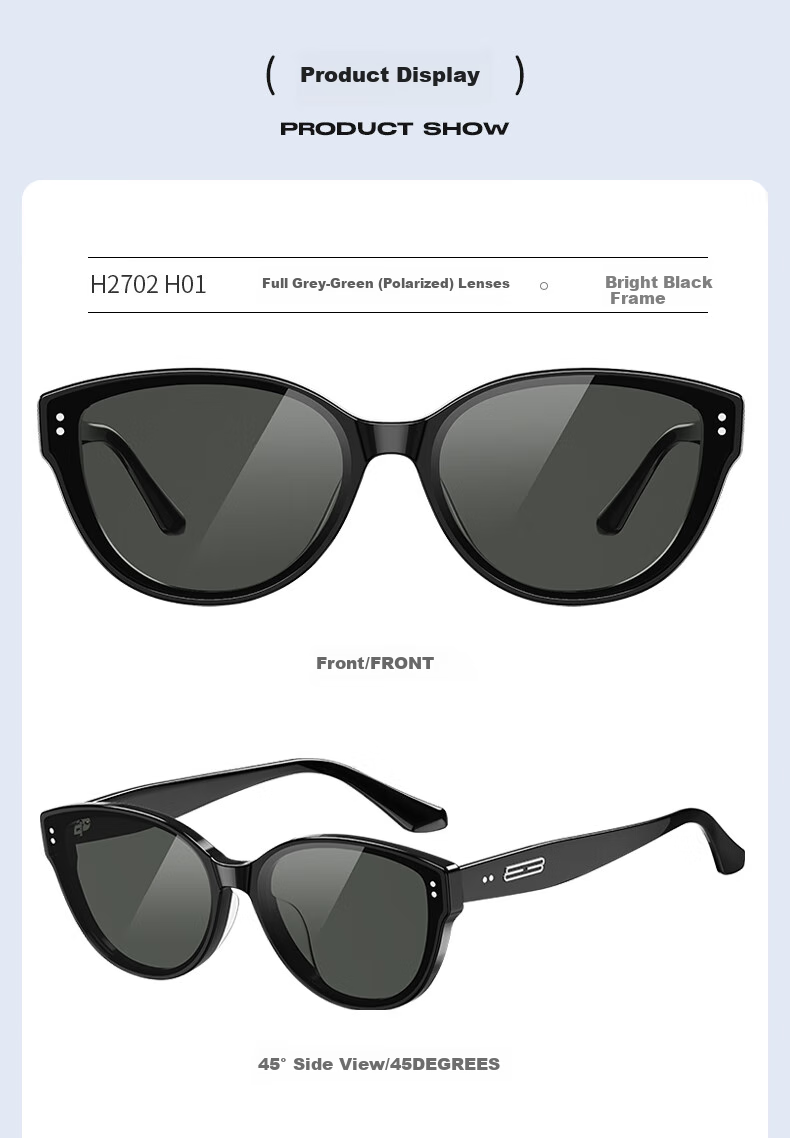 HELEN KELLER Polarized Sunglasses for Women, High-End Trendy Narrow Frame Cat-Eye Sunglasses with UV Protection H2702H01 5