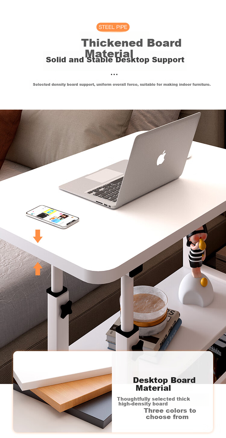 Qishengmingyuan LC-169 Double-Layer Bedside Computer Desk, Adjustable Height Laptop Office Mobile Sofa Table for Dining, 40*80 Small Table 7